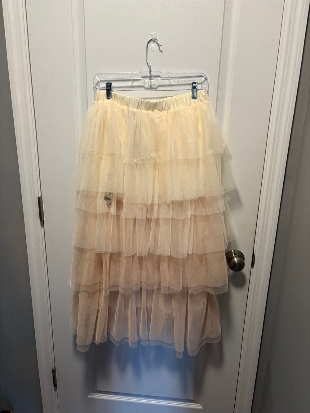 Layered Cream Tiered Tulle Maxi Skirt - Women's